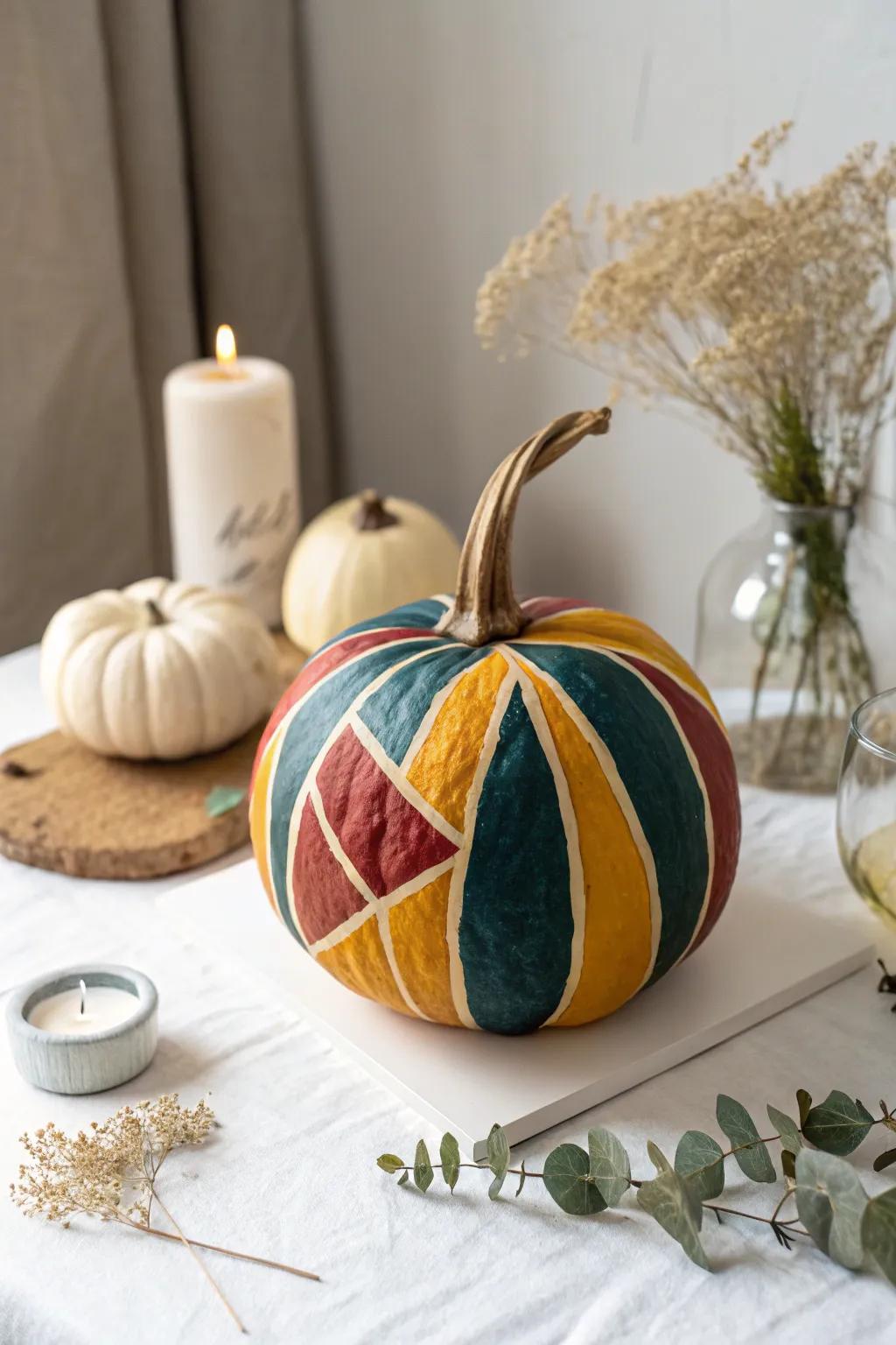 Revolutionize your autumn display with a modern masterpiece: non-representational art pumpkins tailored for imaginative individuals.