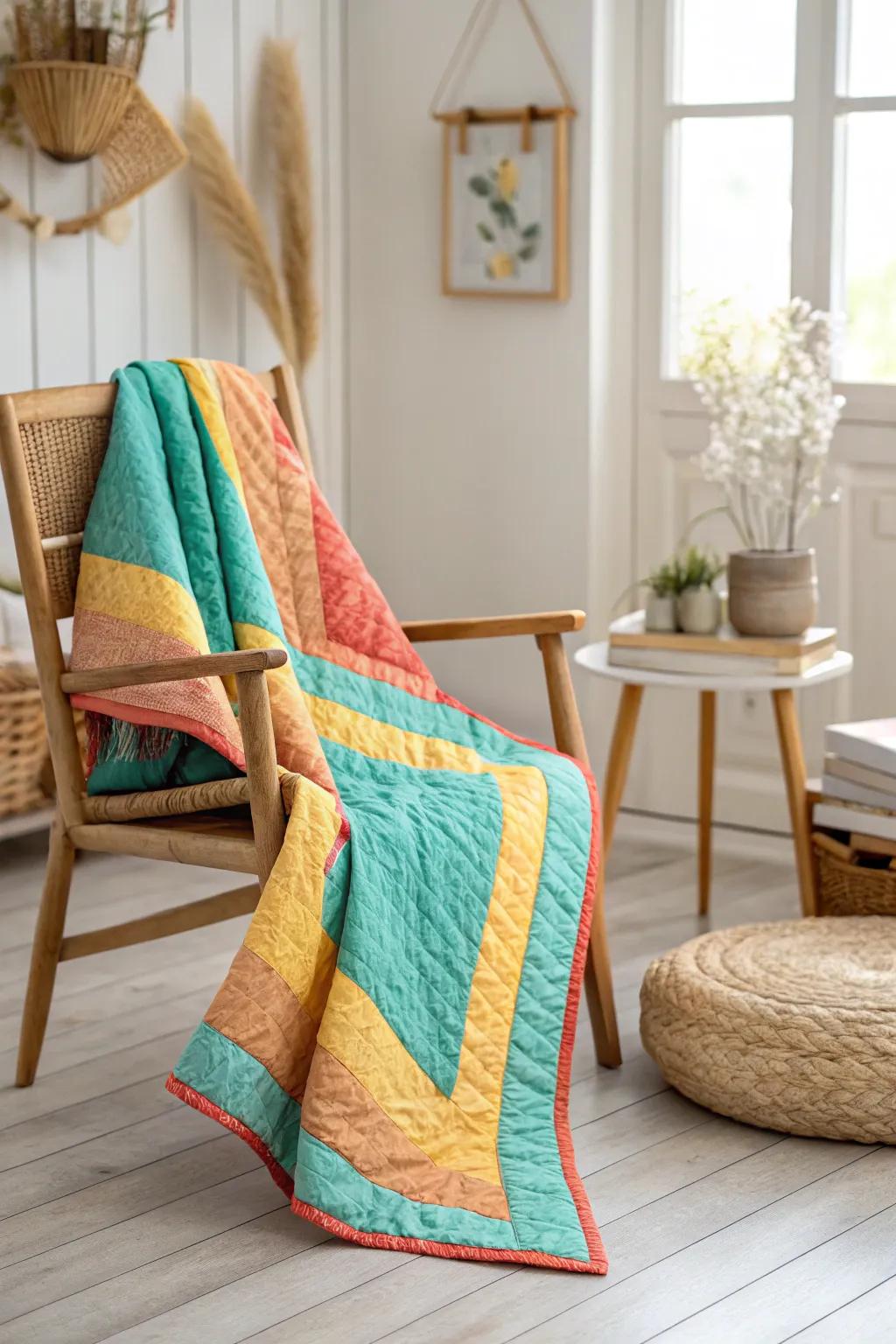 Illuminate your area with a burst of color: a quilt border embodying the soul of summer sunlight.
