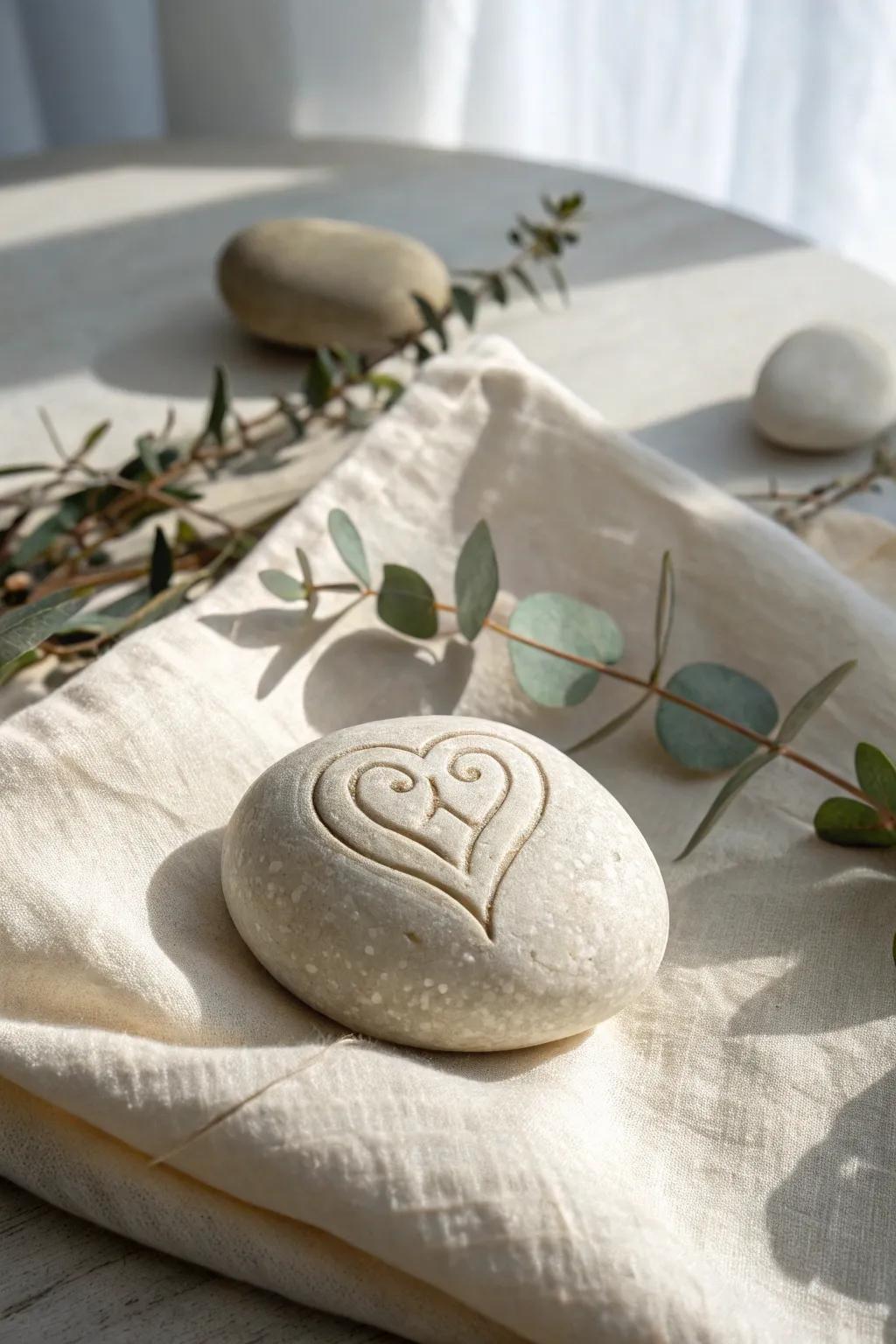 Imbue your space with affection and clarity with exquisitely etched heart stones.