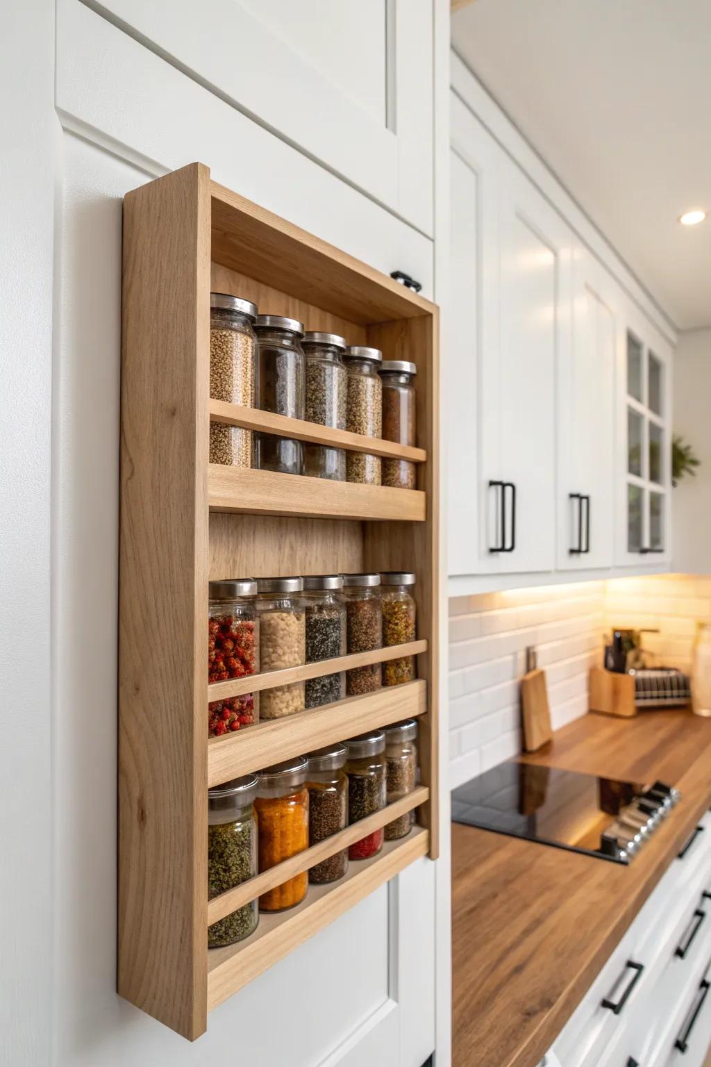 Perfect your kitchen's organization with this minimalist seasoning rack — a flawless fusion of Scandinavian simplicity and Boho charm.