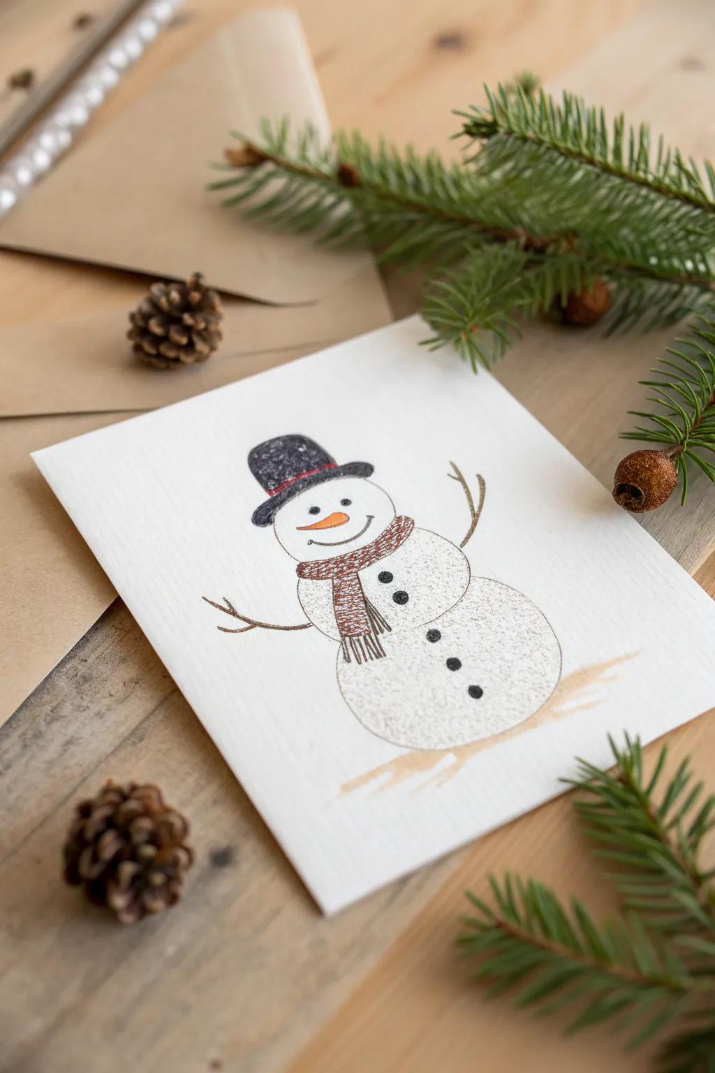 Seize the enchantment of wintertide through handmade allure: Snow Person Digital Impression Artistry for your holiday greetings.