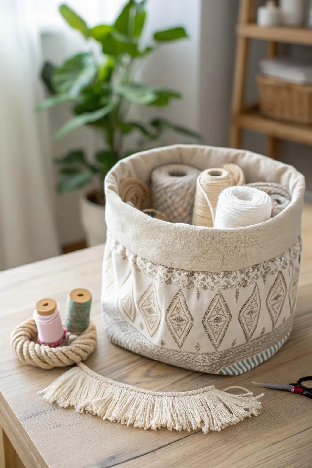 Enhance your crafting space with cozy sophistication—uncover the allure of DIY fabric baskets.
