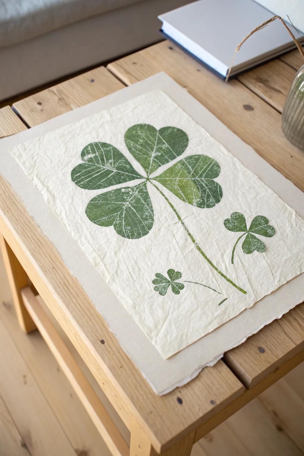 Valued Recollections: Record your child's progress with this delightful palm print shamrock art.
