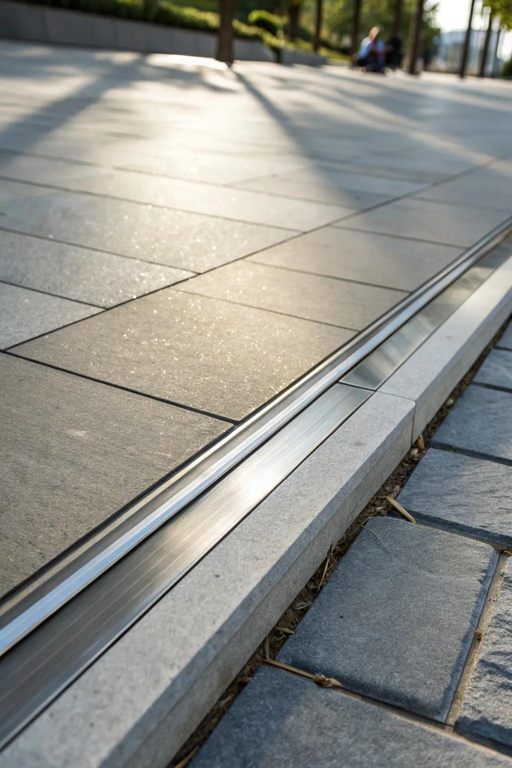 Transform your outdoor area with the contemporary allure of smooth metal edging.