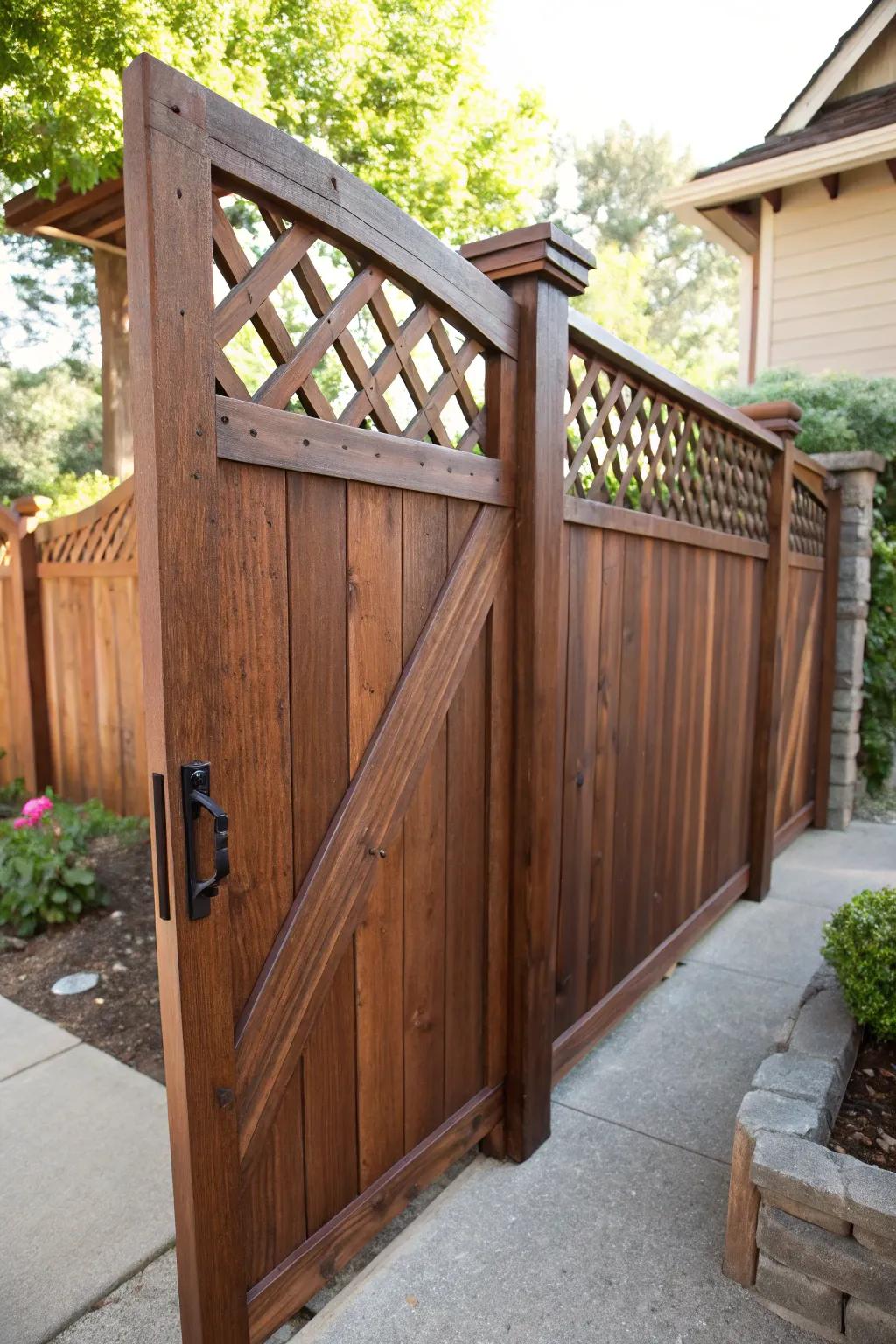 Elevate your fence using a hint of artistry: Diagonal weave highlights for a fashionable conclusion.