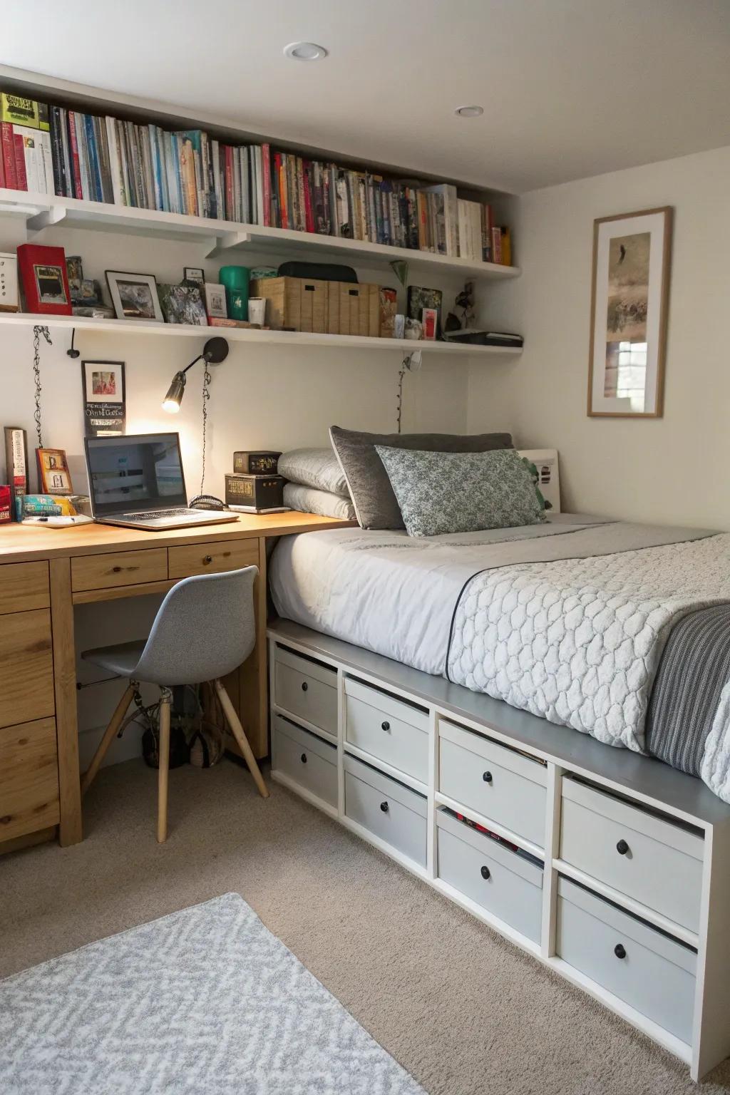 Maximize functionality with furniture that cleverly serves multiple purposes.