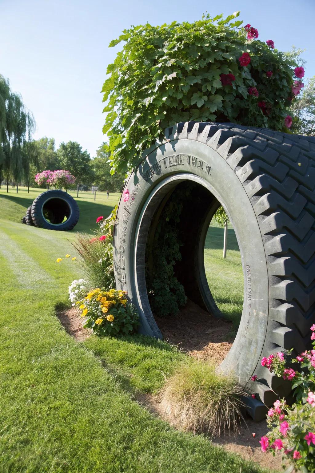 Unleash your child's creativity with a uniquely crafted tire burrow expedition!