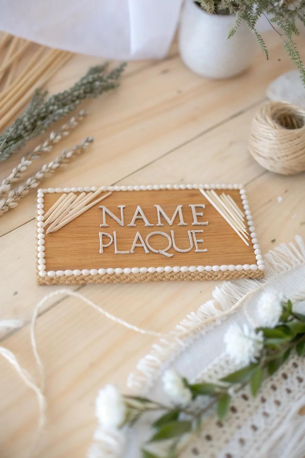 Craft your personalized touch with this minimalist toothpick name plaque!