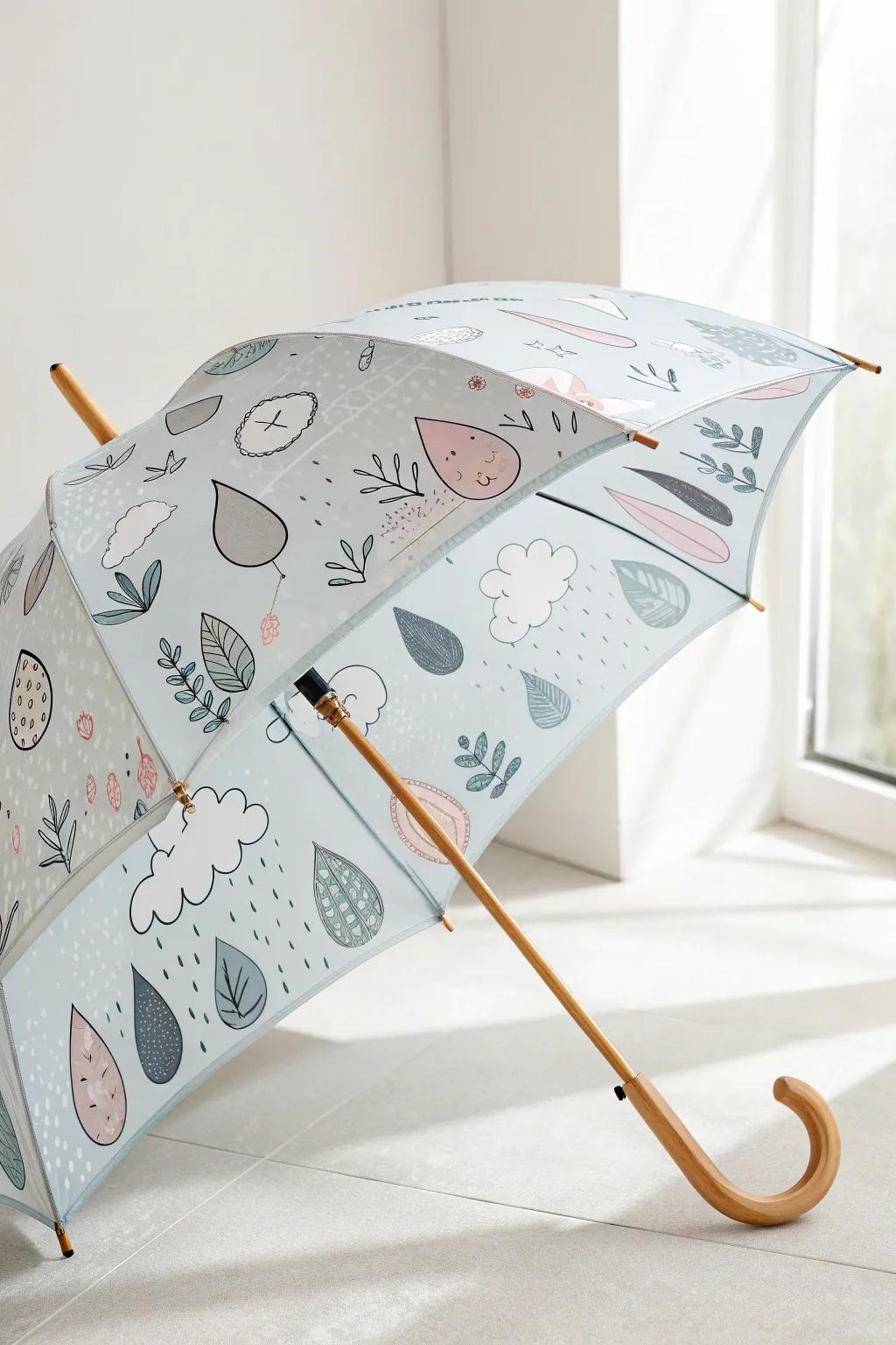 Embrace the artistry of rain with beautifully illustrated umbrellas, where craftsmanship meets minimalist elegance.