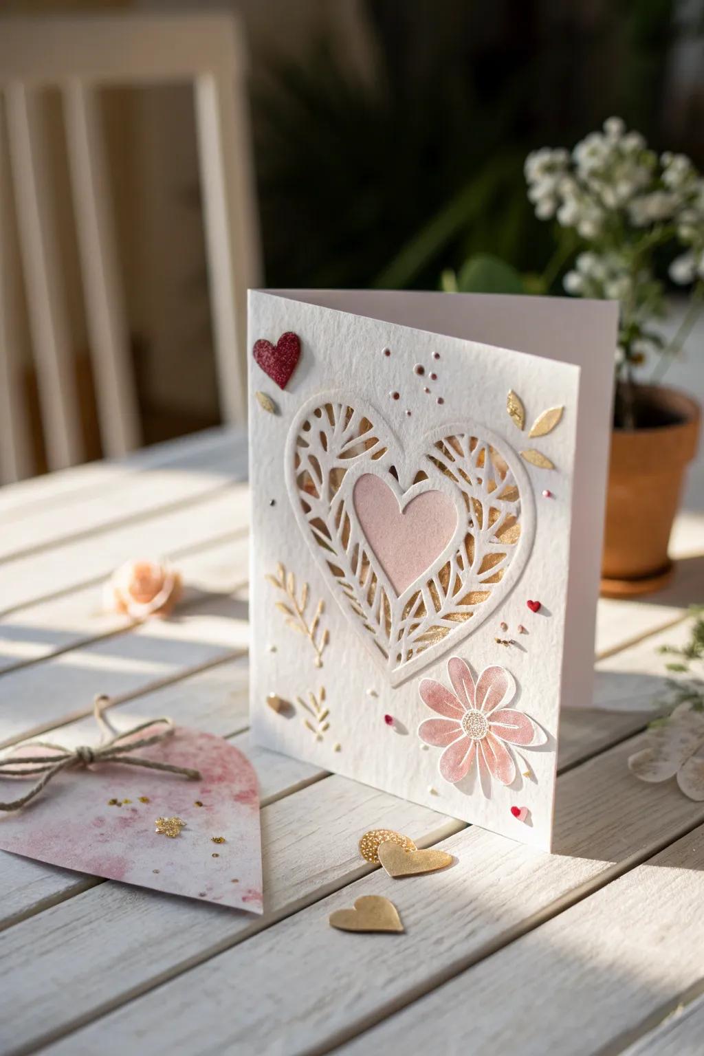 Delight in the art of giving with a handcrafted Valentine's card, where simplicity meets heartfelt elegance.