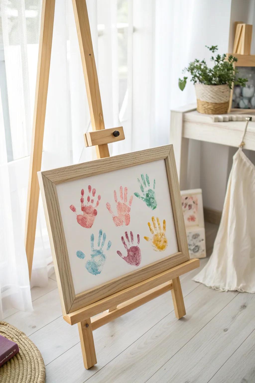 Capture their small moments: A sincere handprint treasure for cherished memories.