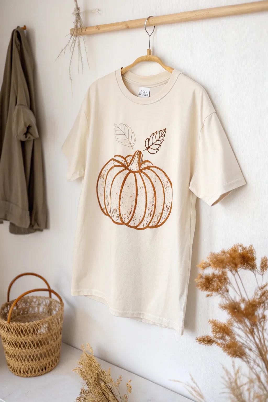 Welcome the season with simple charm—this pumpkin-themed shirt adds a touch of fall to your wardrobe.