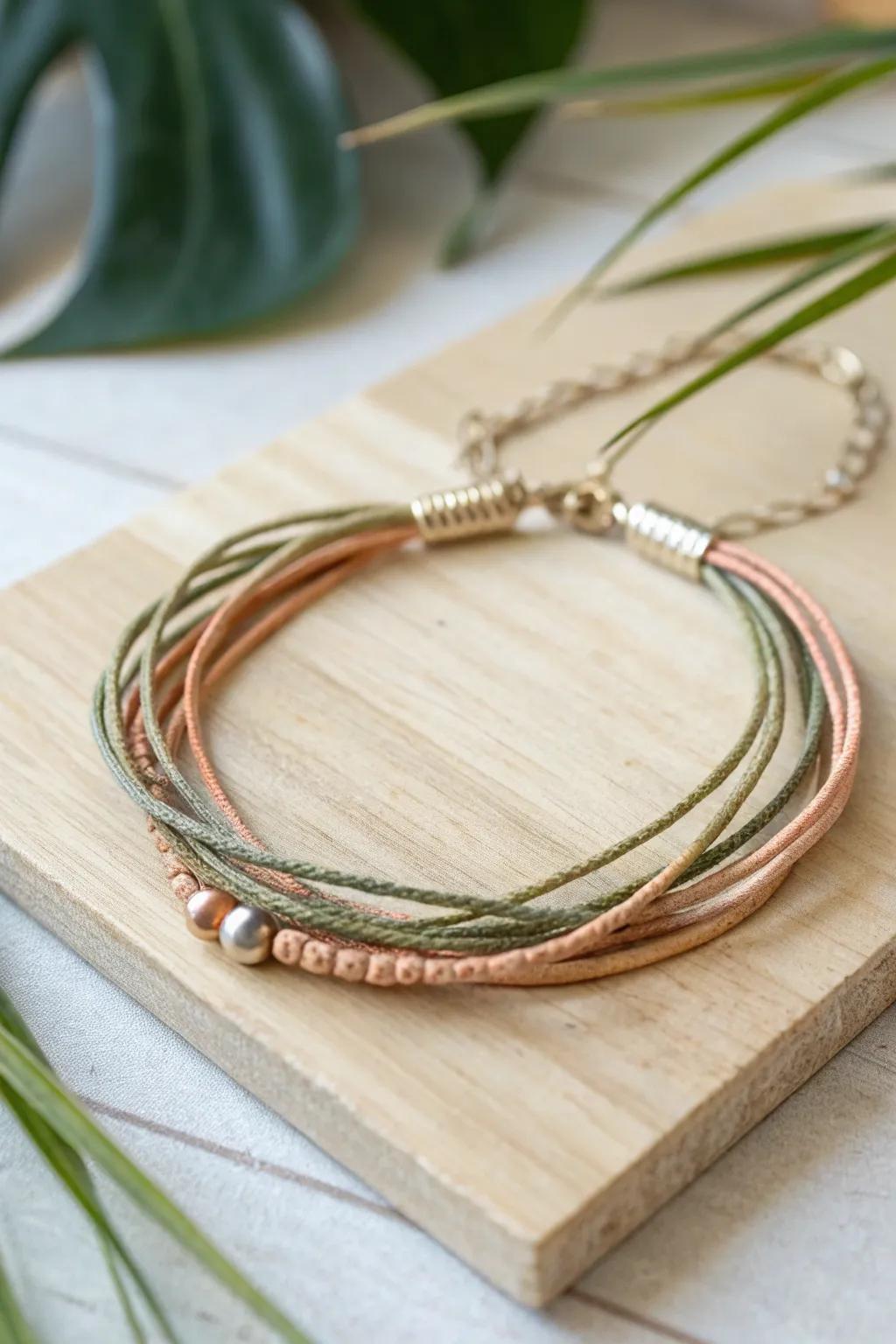 Embrace the artistry of simplicity touched with bohemian allure within this multi-thread marvel.
