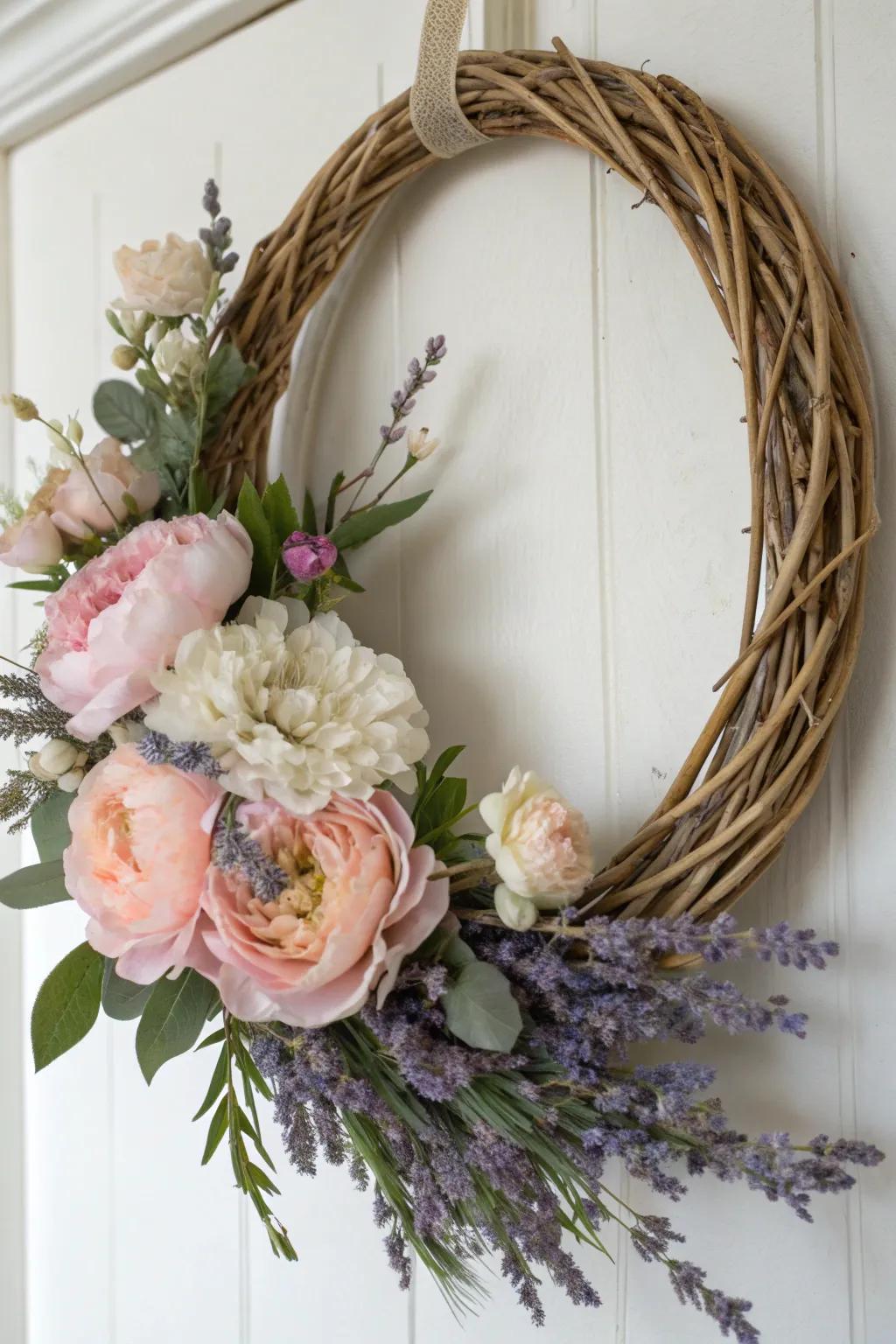 Celebrate spring with a hint of Scandinavian grace and Boho charm – a floral wreath masterpiece.