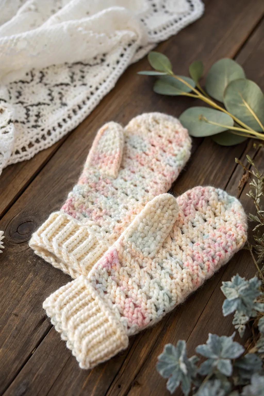 Wrap your hands in warmth and flair with these exquisitely textured crochet hand warmers, ideal for delightful winter days.