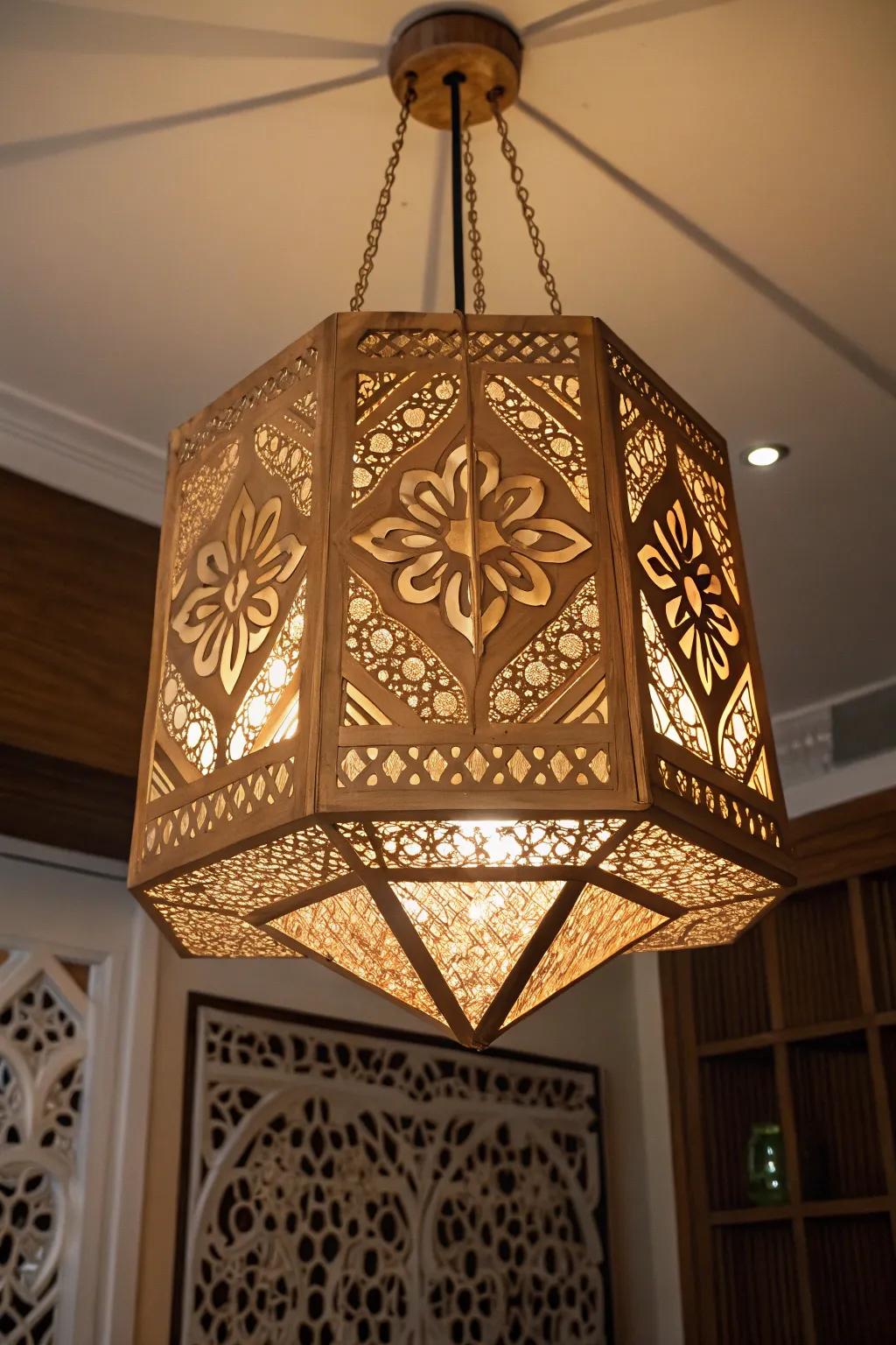 Illuminate your space with handcrafted refinement: Complex wooden lampshades convert any space into a showpiece.