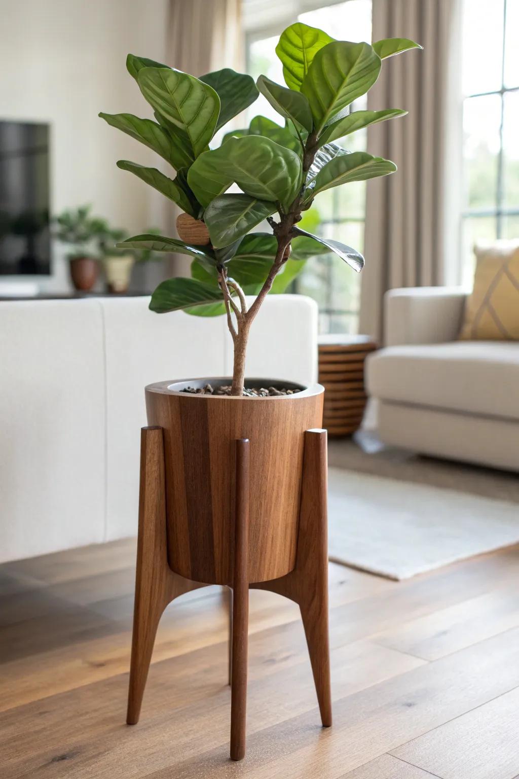 Introduce the perfect marriage of nature and craftsmanship to your space — a wooden plant stand for your beloved greenery.