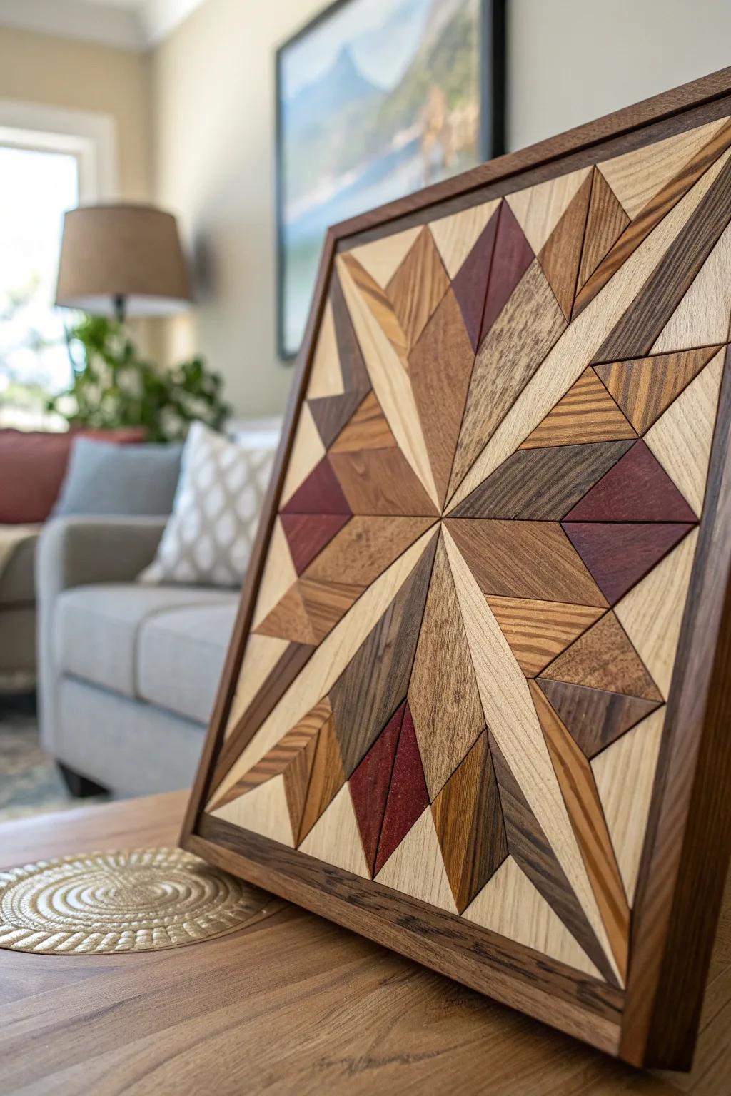 Transform your space with captivating geometric wood panel art. A testament to artistry and style.