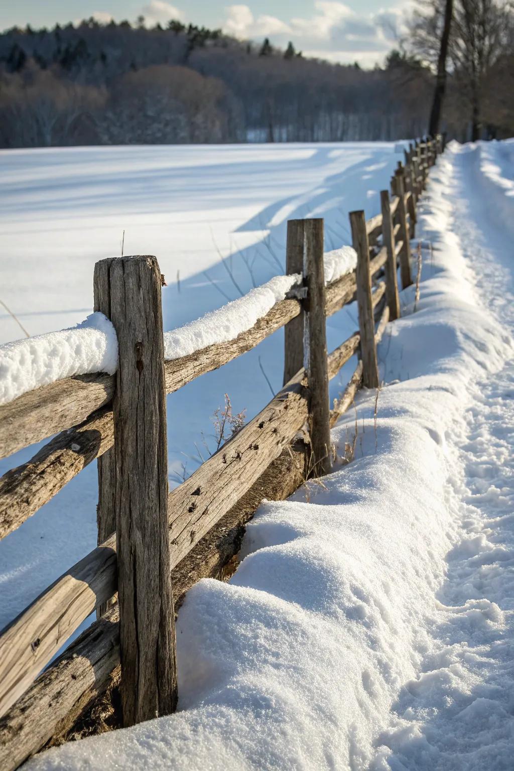 Delight in winter’s artistry with a handmade timber enclosure, where artistry converges with nature’s frigid canvas.