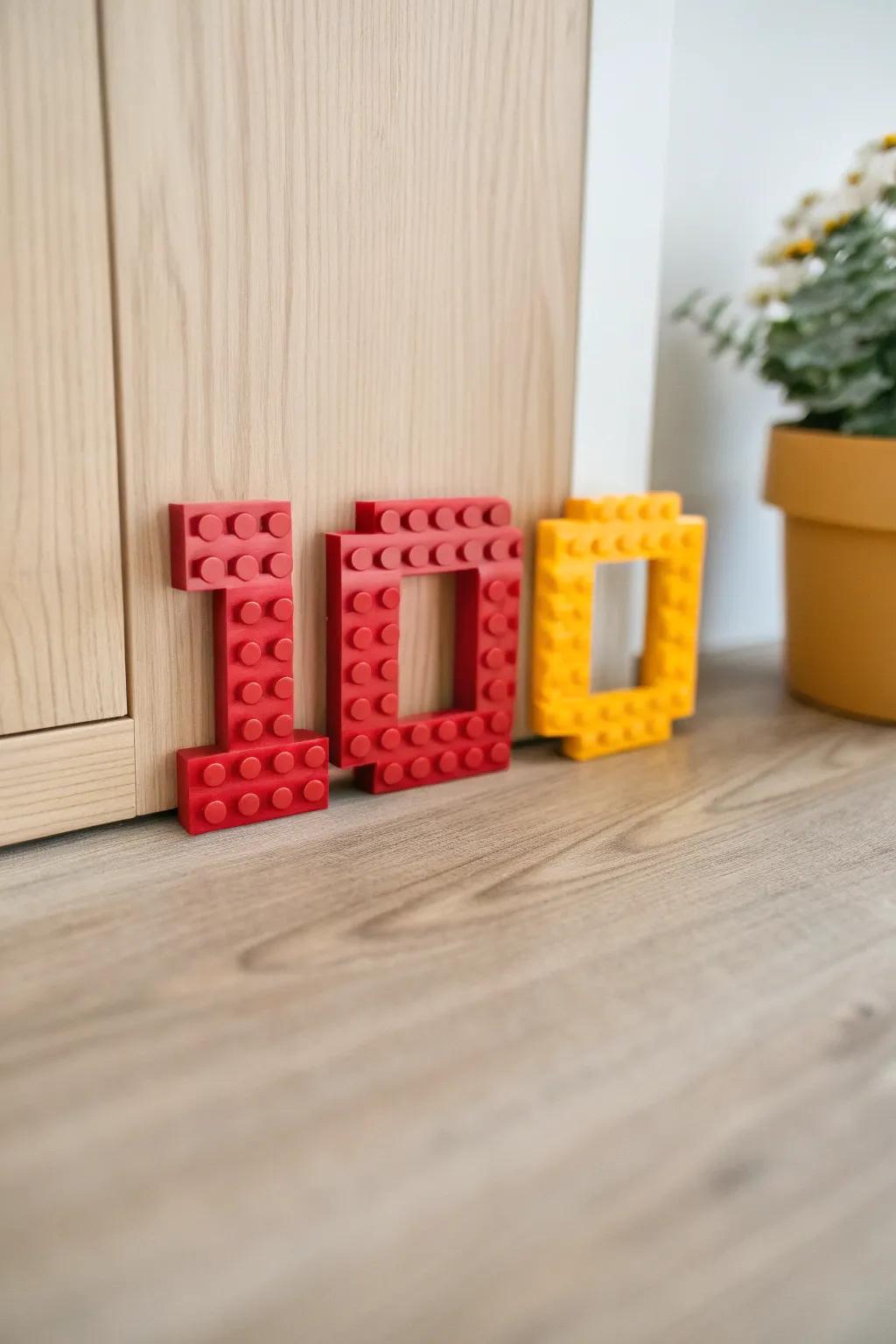 Crafted Creativity: Bold Building Block Number 100 in a Minimalist Setting