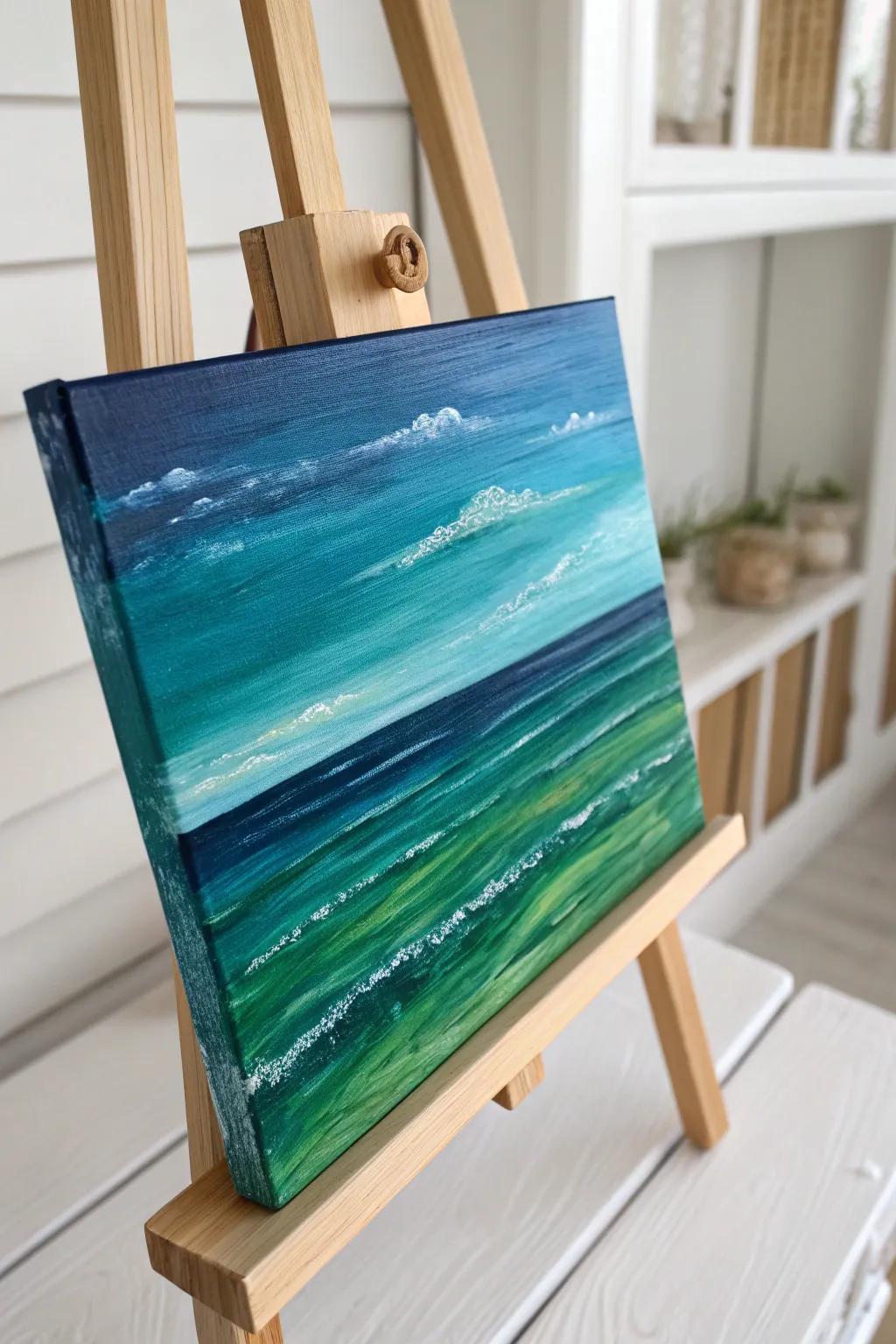 Engage with the tranquility of the outdoors with this boundary-inspired acrylic masterpiece, where sky meets land in striking simplicity. #NatureArt #MinimalistBeauty