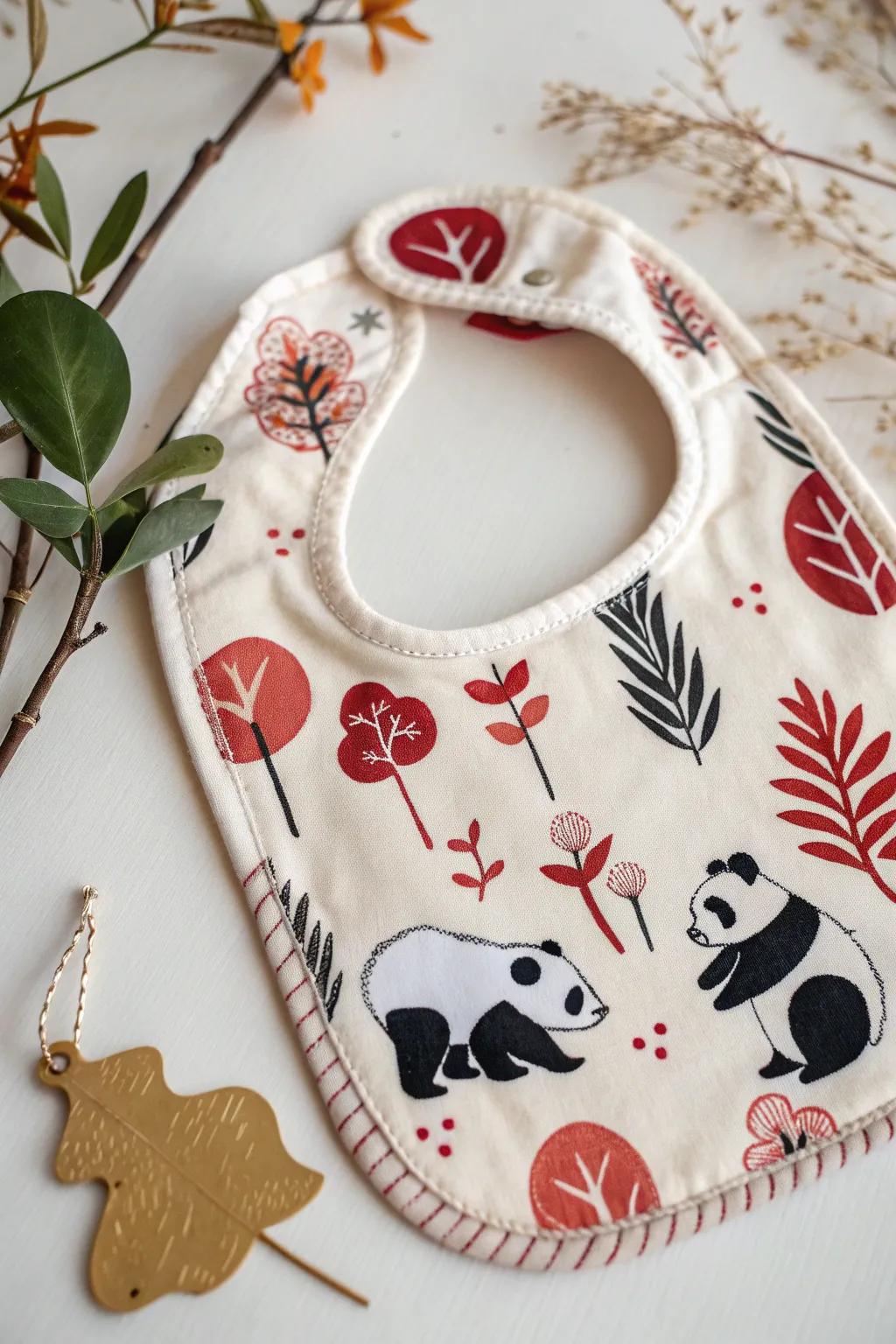 Bring a grin to your little one's visage with this delightful panda infant bib, where minimalist style converges with playful beauty.