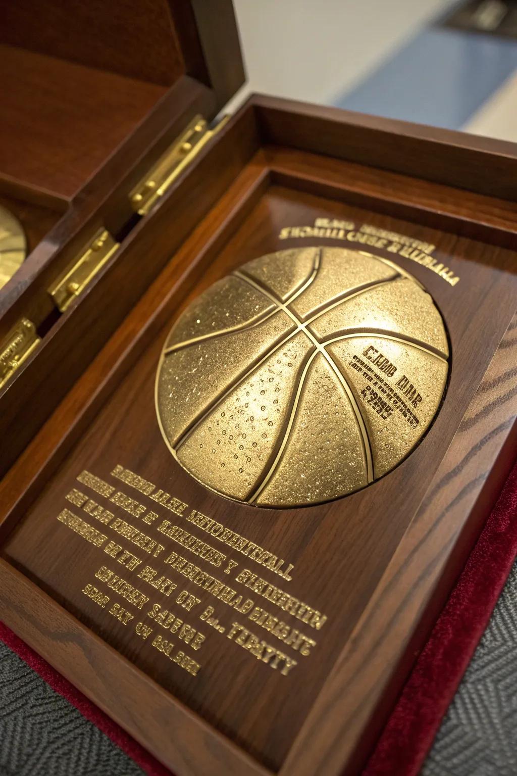 Celebrate your achievements with an amazing basketball recognition, the centerpiece of your triumphs.