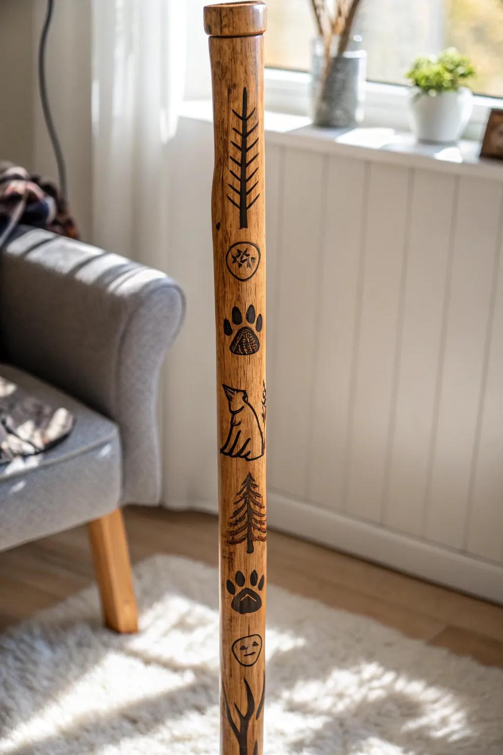 Embrace nature during every stroll with this elegantly carved walking stick featuring playful fauna impressions. Ideal for those who adore simplicity and artistry.