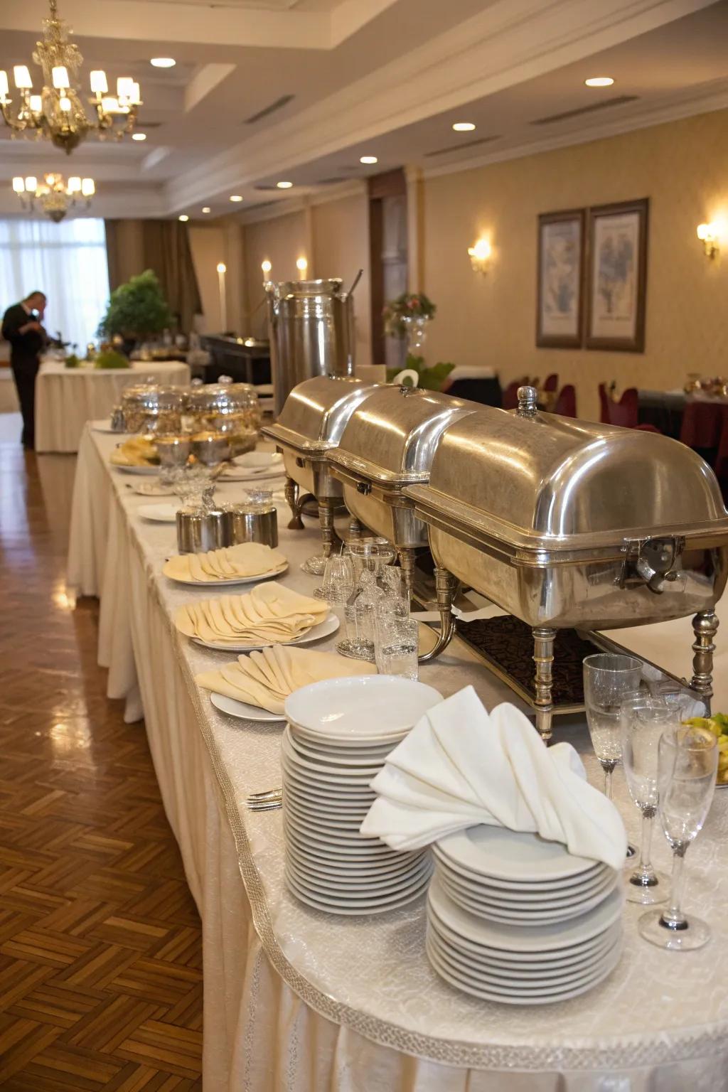 Elegant textiles add sophistication to your buffet.