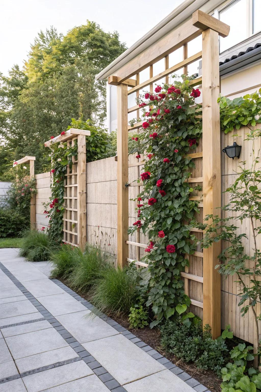 Transform your garden with a chic climbing frame screen that doubles as a verdant living wall.