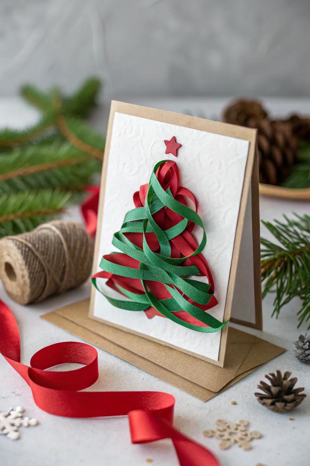 Celebrate the season with a timeless scarlet and emerald Christmas card, where simplicity converges with elegance.