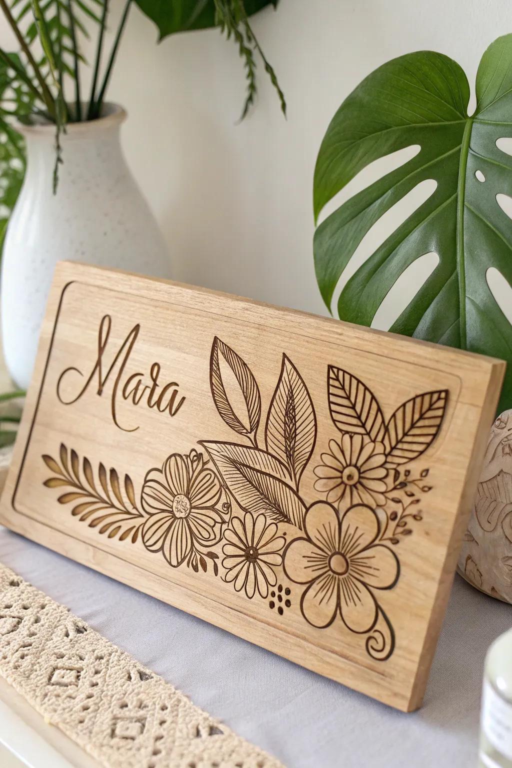Embrace the sophistication of nature through handcrafted name artwork, evocative of serene walks in the park.