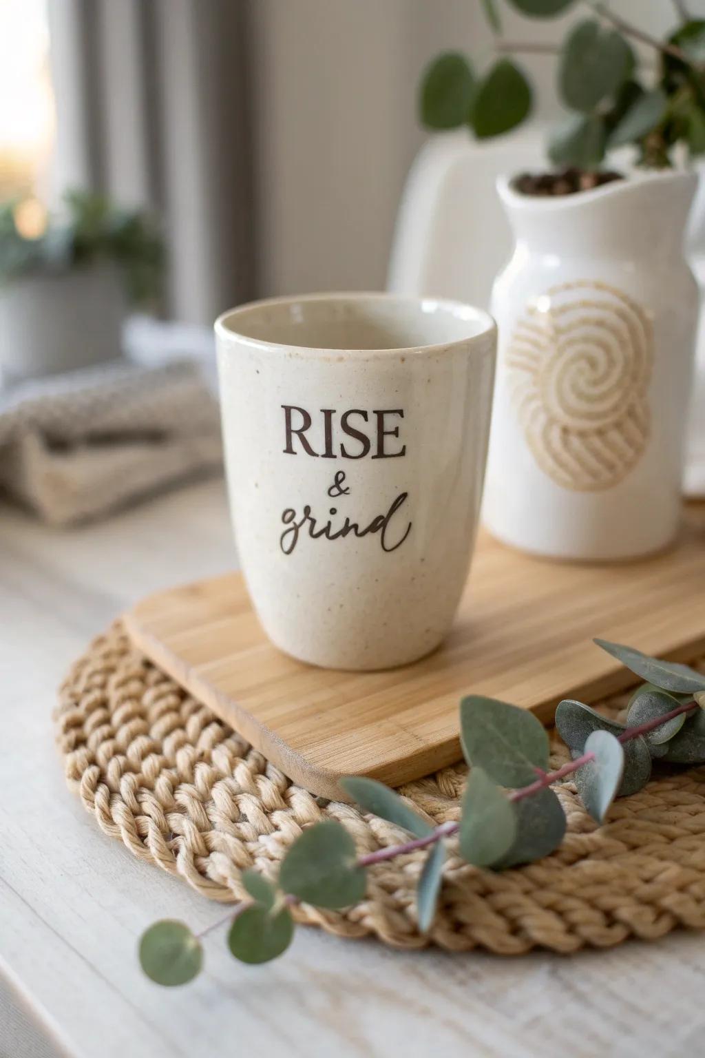 Inspiration in a Cup: Commence your day with a hint of elegance and motivation.