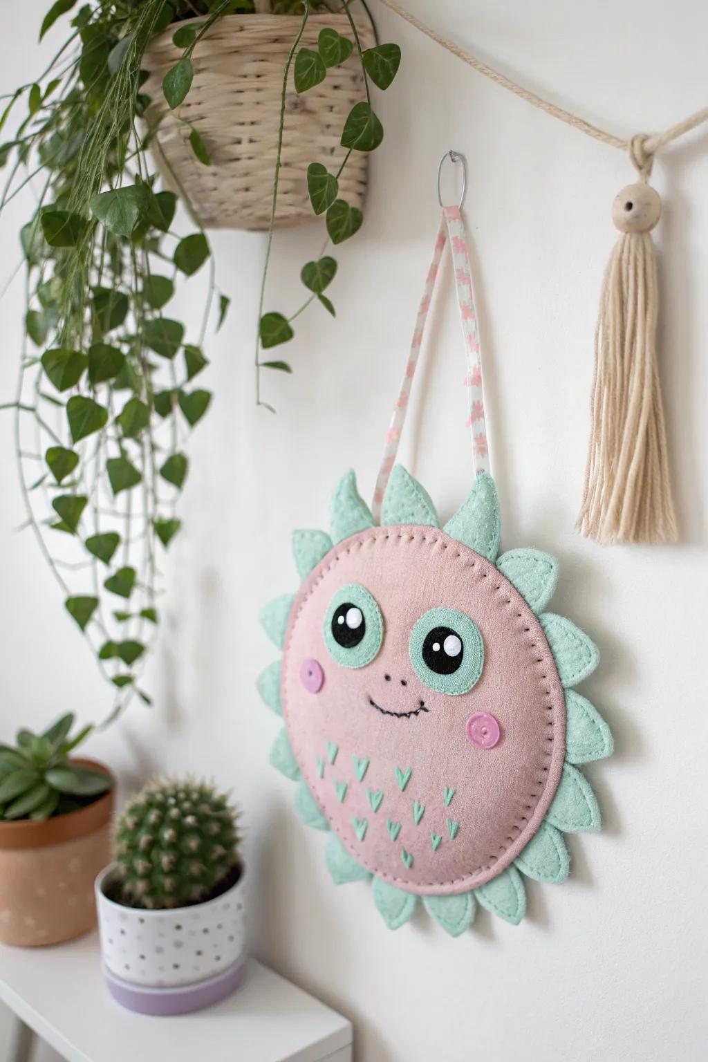 Infuse a hint of whimsy into your setting with this delightful textile figure wall decoration!