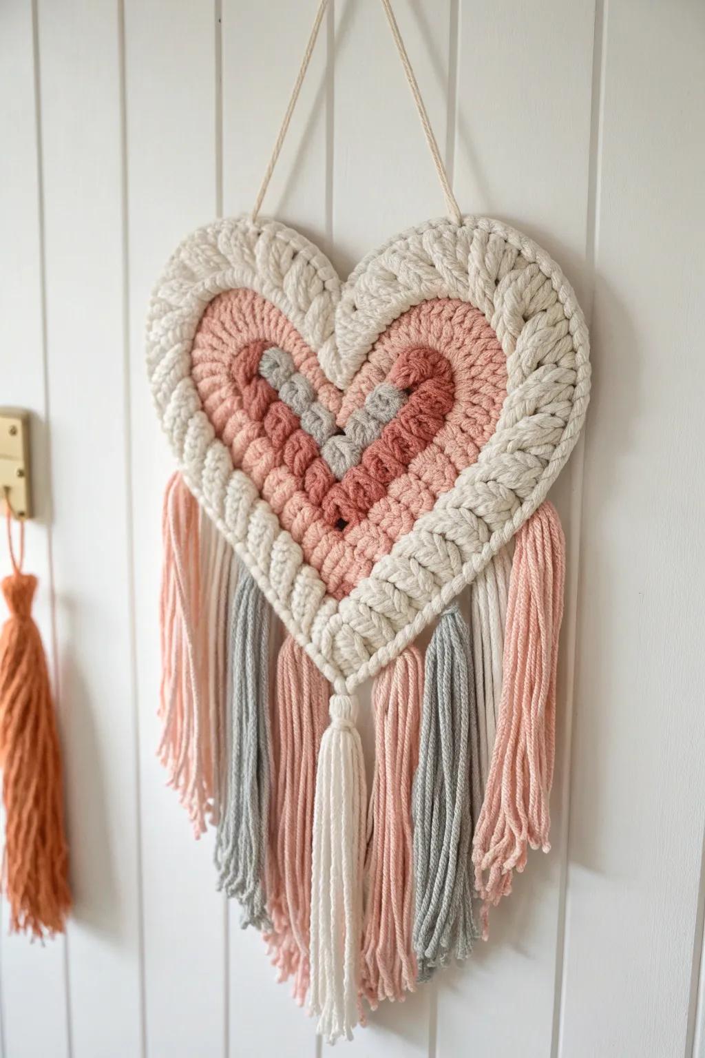 Infuse a touch of handmade affection into your abode with this charming weaving heart wall ornament!