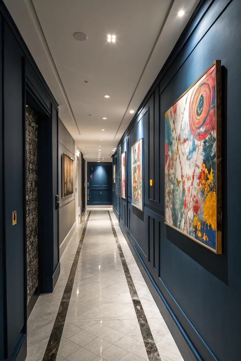 Conceptual art appends a dash of modernist ingenuity against a deep azure backdrop.