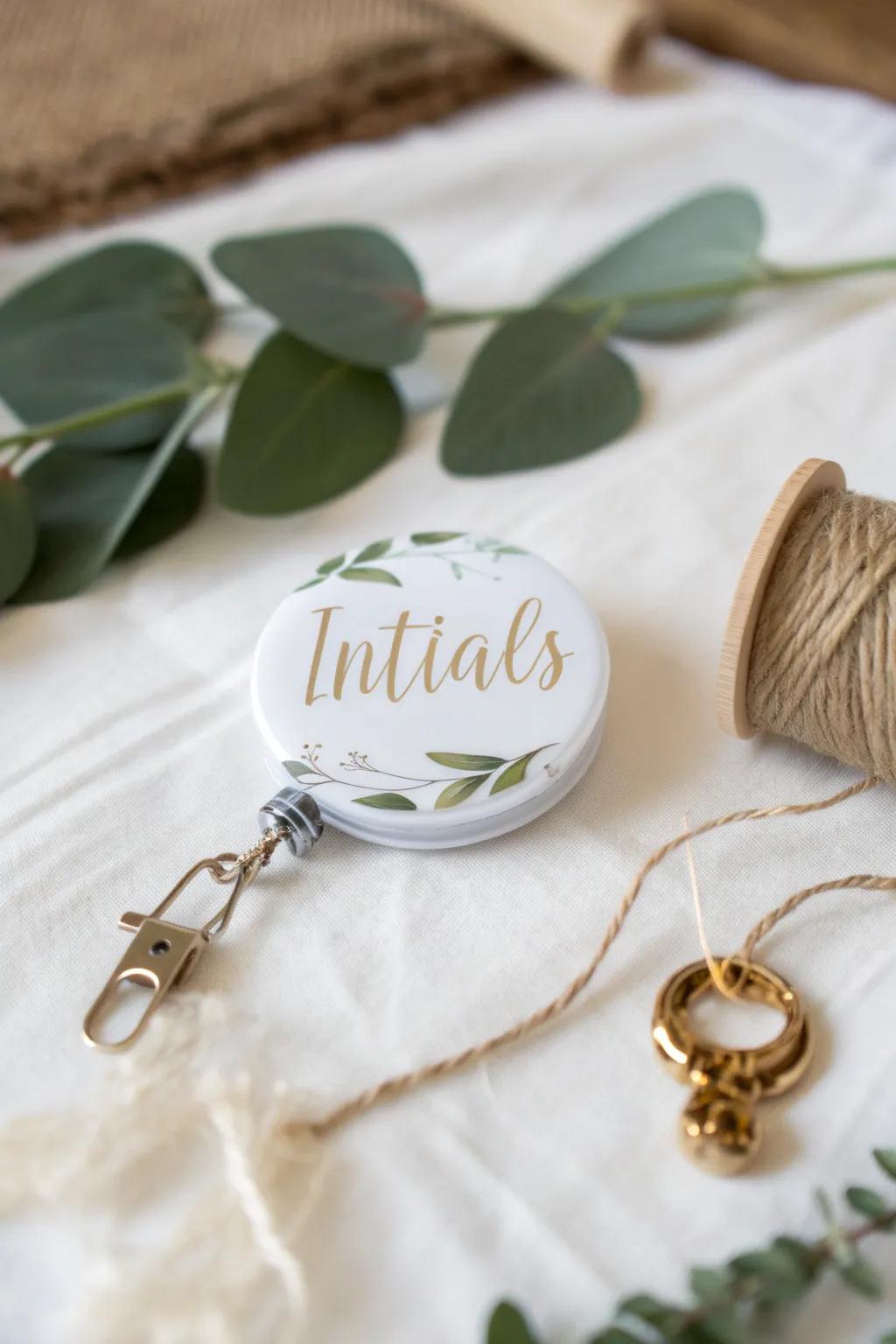 Imbue your badge reel with a personal touch, featuring elegant initials and minimalist charm. #DIYBeauty