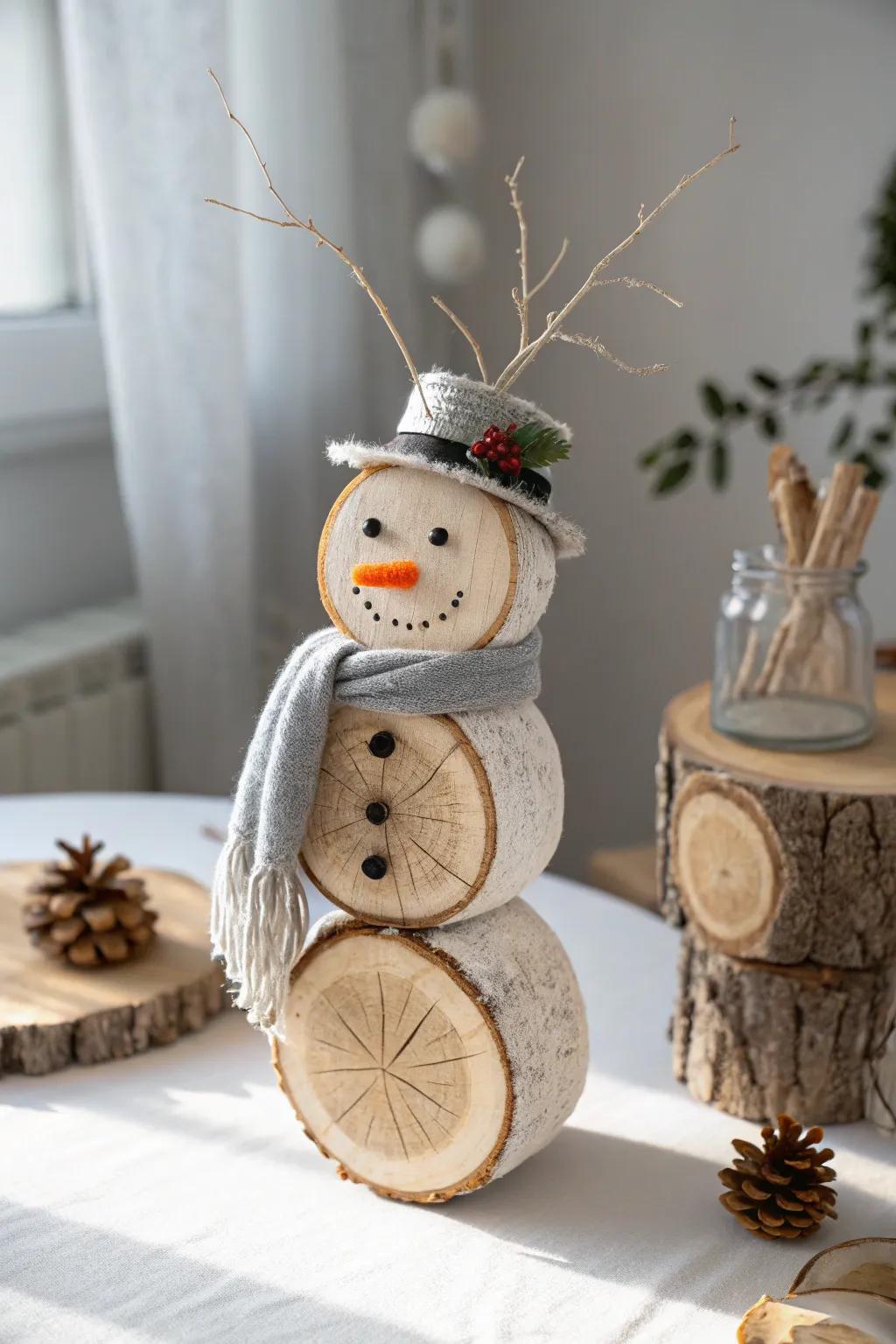 Craft your way to a snug Christmas with these endearing snowman wood slices, ideal for adding a touch of handmade sophistication to your festive decorations!