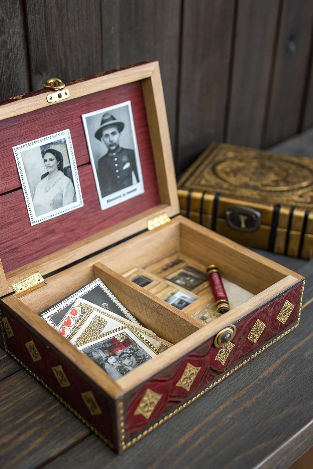 Turn a cigar container into a keepsake treasure chest, protecting memories with elegance and skill.