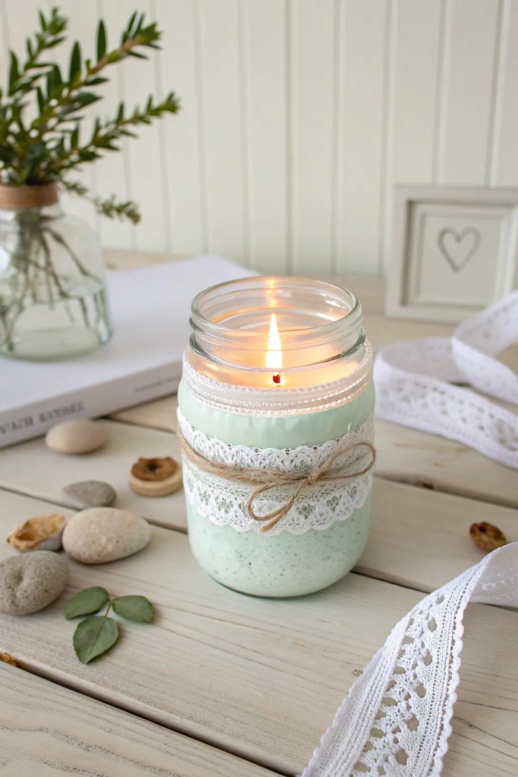 Infuse your space with the snug charm of self-made mason jar candle holders.
