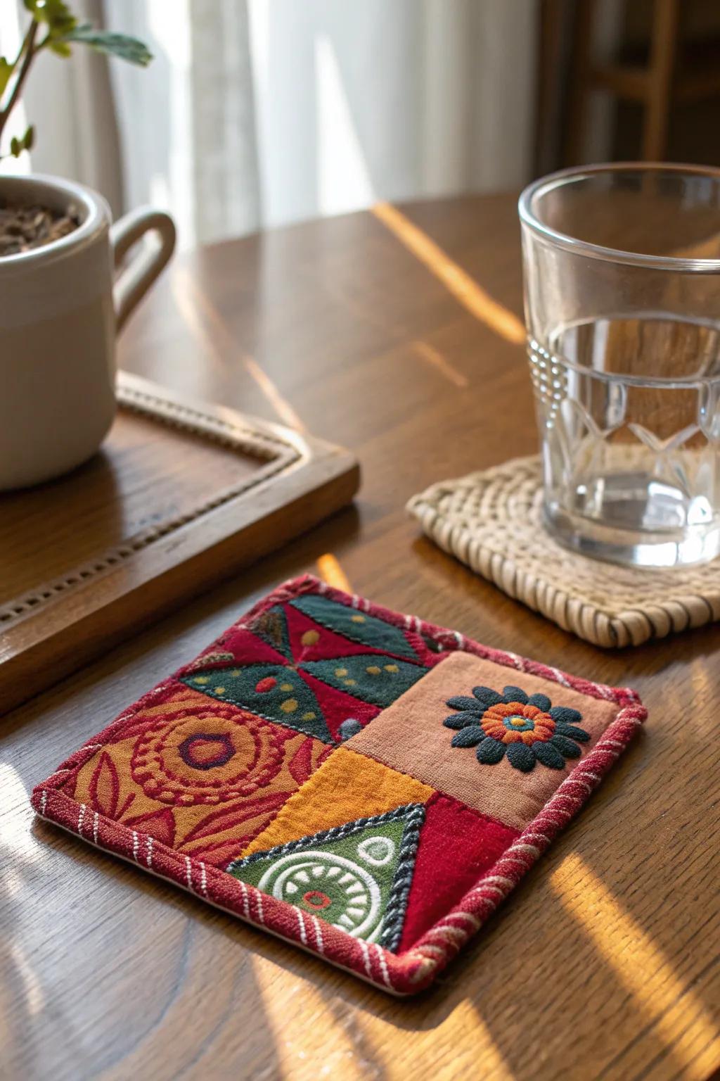 Elegance crafted: Transform textile remnants into impressive coasters with a Scandinavian-Boho inspiration.