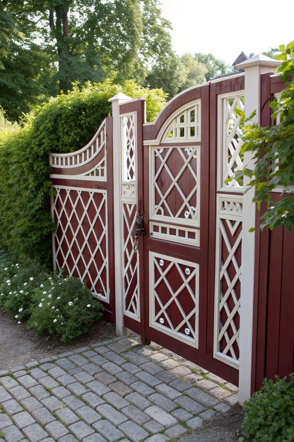 Reveal the allure of your garden with a remarkable crisscross-patterned gate.