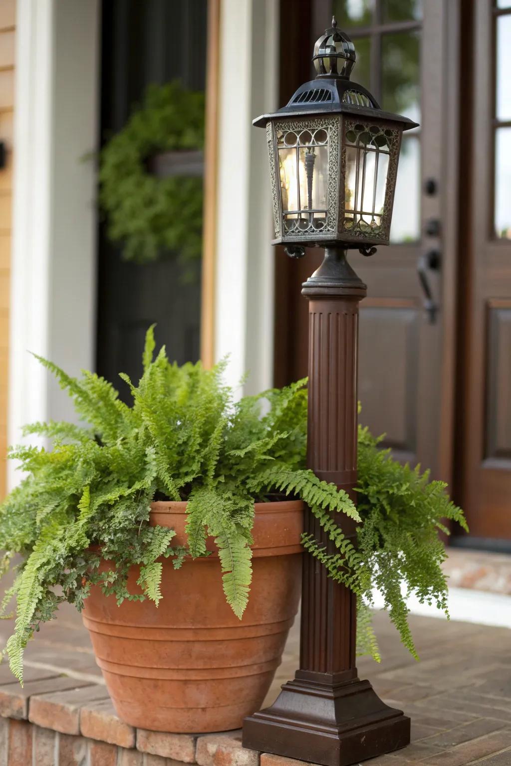 Light up your space with a bit of nature: Make your own lamp post with a potted plant!