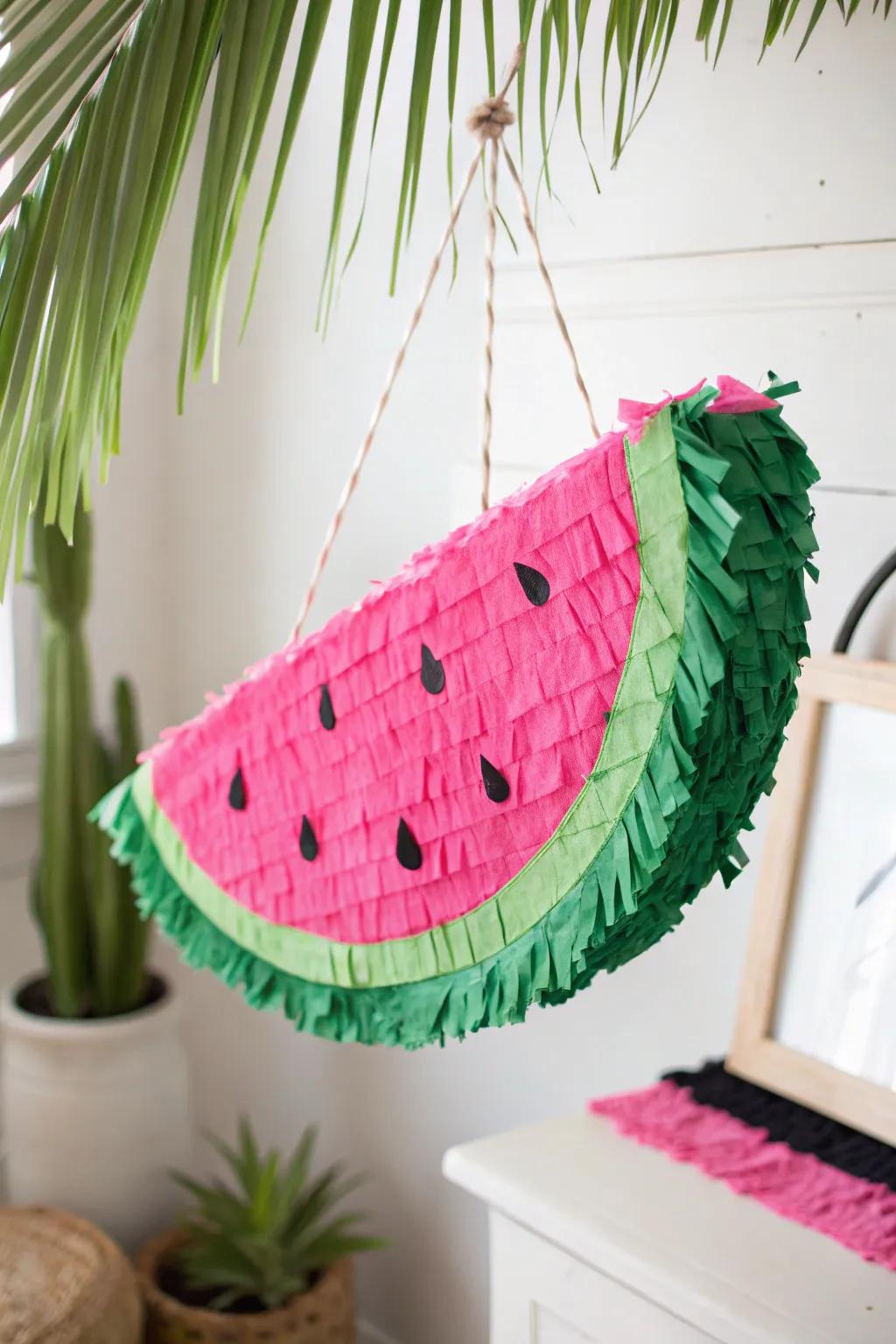 Infuse a burst of amusement and vibrancy into your festivities with this chic Watermelon Slice Piñata!