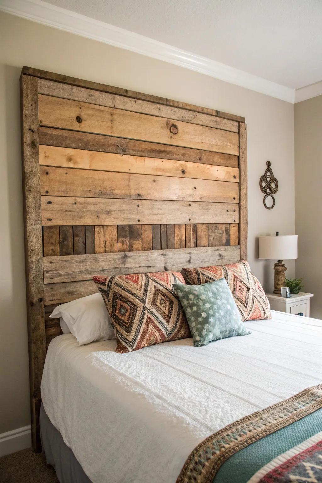 Transform your bedroom with the rustic charm of a country cottage headboard, where simplicity meets natural beauty.