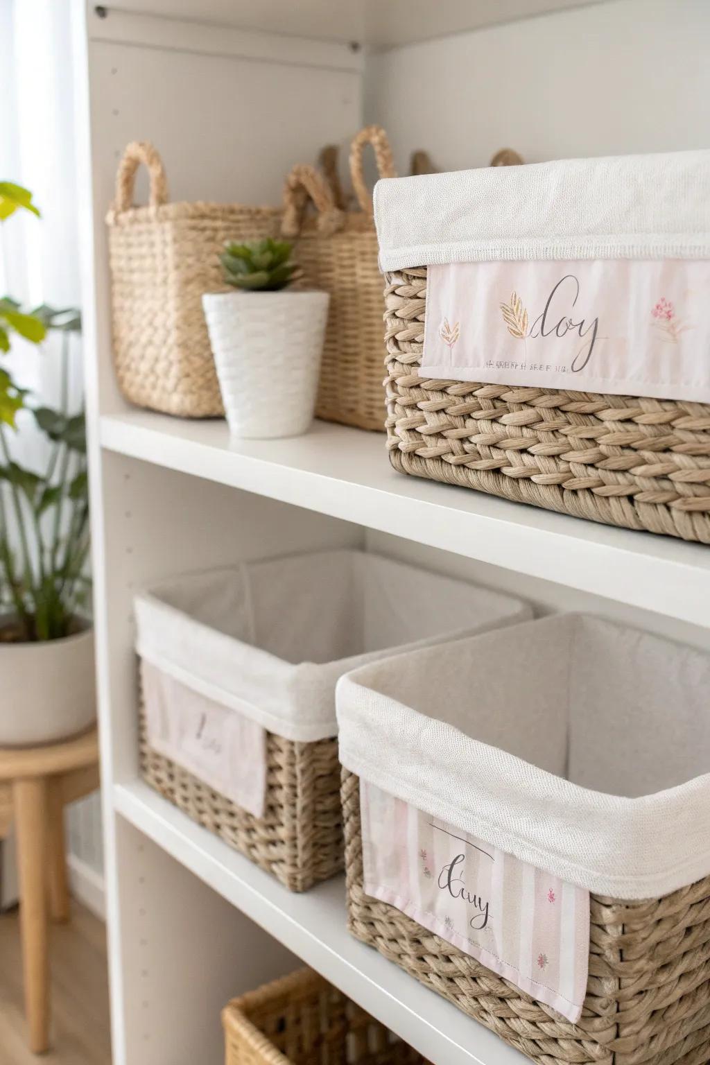 Turn baby chaos into tranquility with chic labels for stress-free organization.