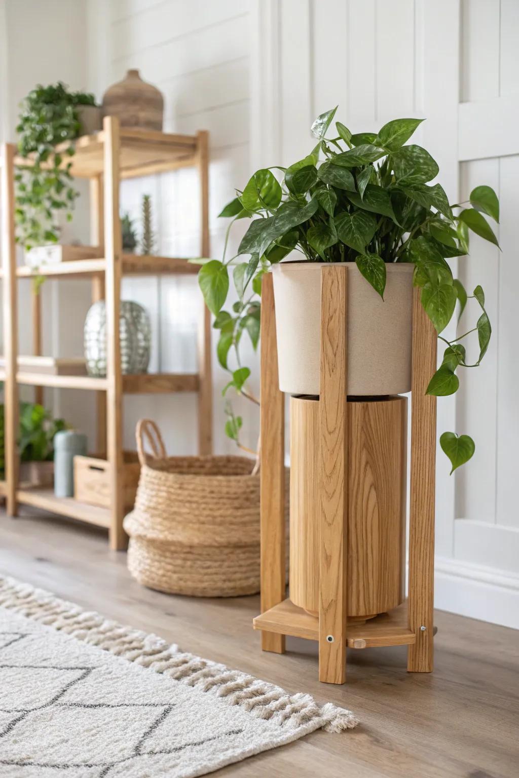Elevate her greenery utilizing a handcrafted timber flora display, where straightforwardness converges with natural splendor.
