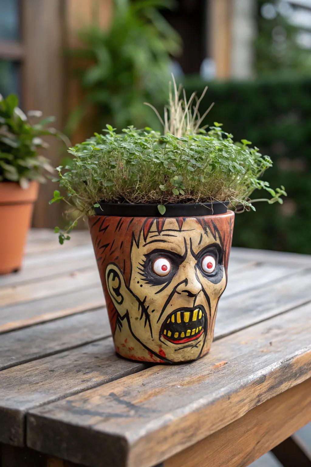 Breathe life into your garden with these hauntingly imaginative zombie planters!