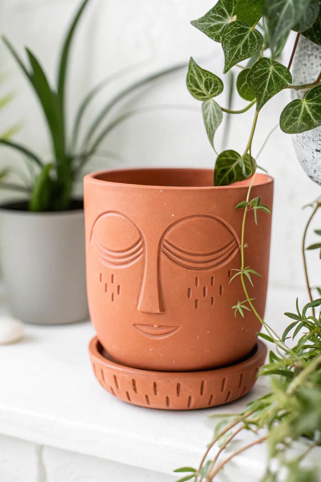 Breathe vitality into your plants with playful visage vessels that meld minimalist design with bohemian allure.