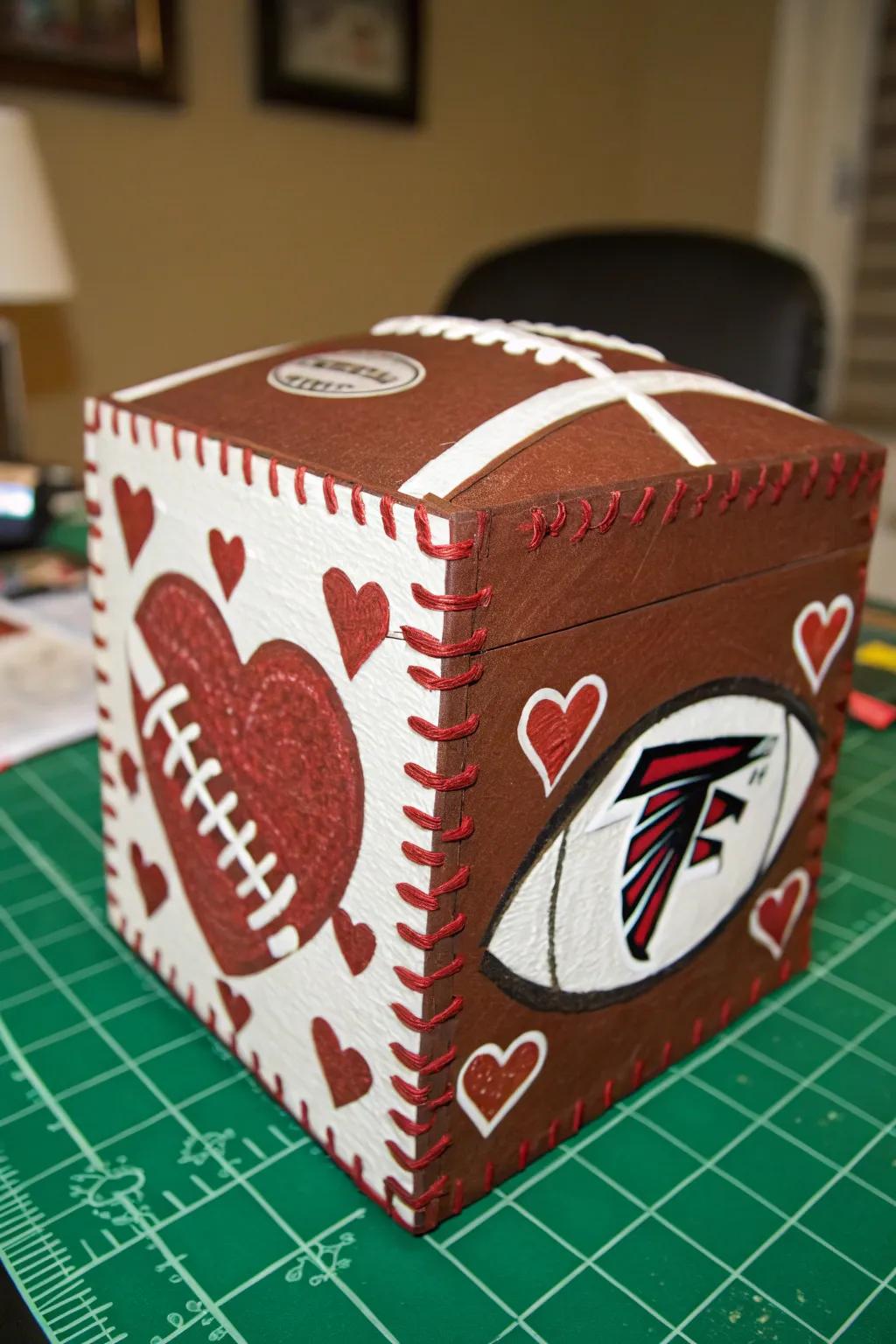 Make a creative touchdown with this handcrafted football Valentine container!